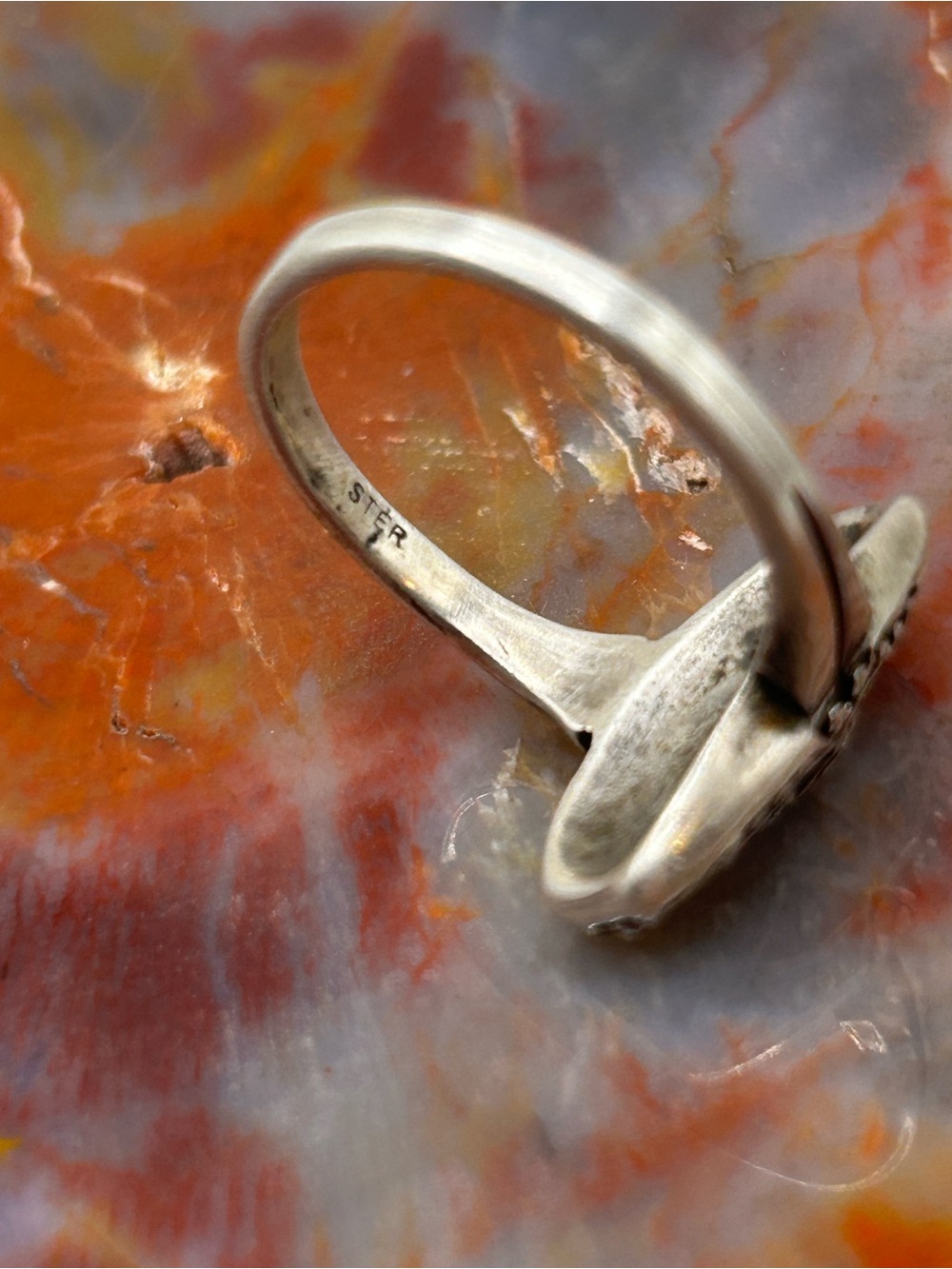 Vintage Sterling Silver Patterned Ring - Size 7 - Picture 5 of 6